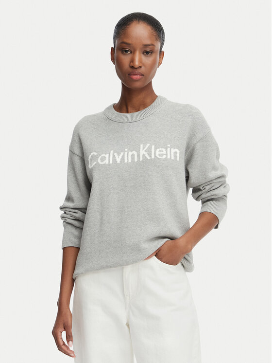 Calvin Klein Jeans Pulover LV044G313G Gri deschis Regular Fit
