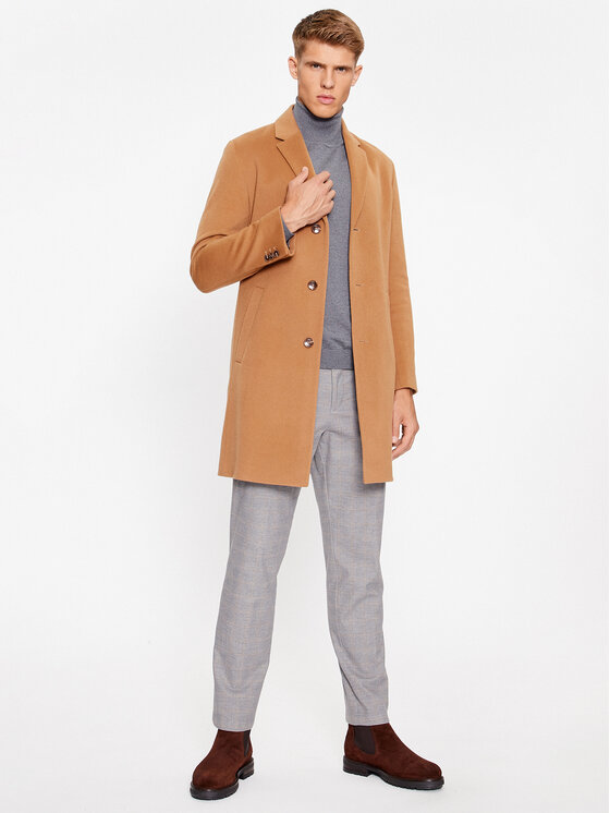 BOSS Boss Volneni plašč H-Hyde-C-224 50485199 Rjava Regular Fit