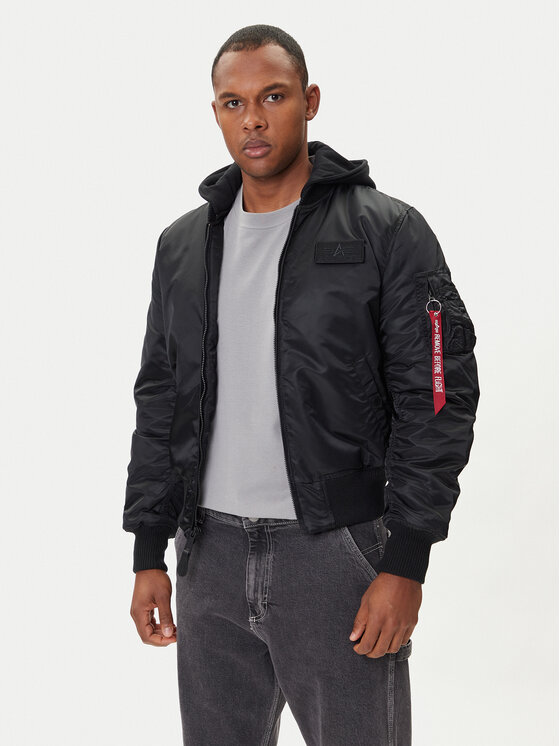 Alpha Industries Alpha Industries Μπόμπερ μπουφάν MA-1 Zip Hood Back Print 128113 Μαύρο Regular Fit