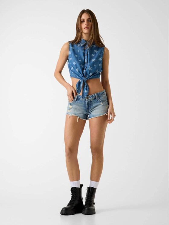 Guess Jeans Guess Jeans Top 182504 Modrá Classic Fit