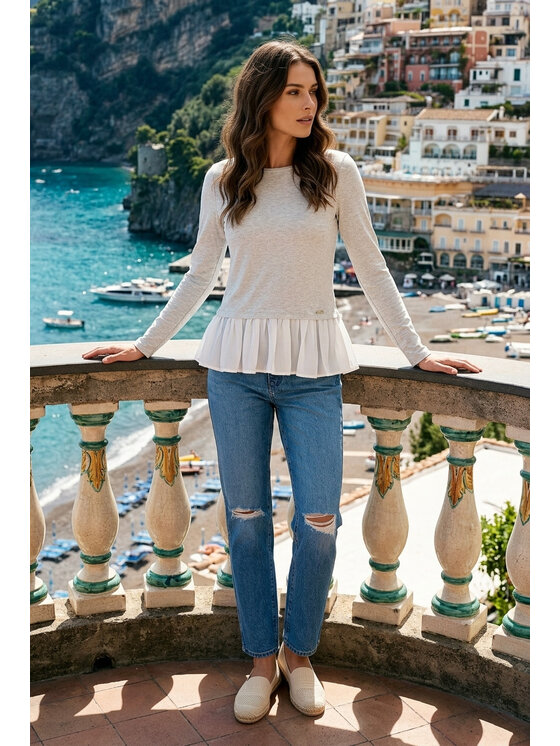 FIGL FIGL Blúzka M1346 Svetlosivá A-Line Fit