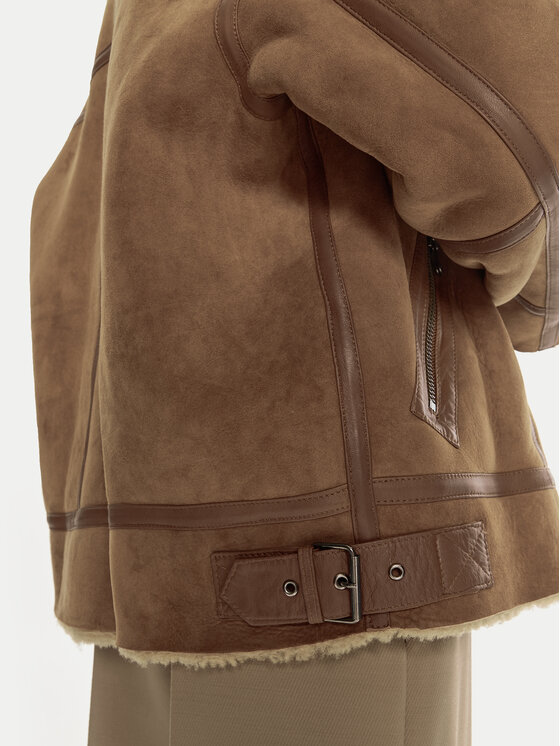 Serge Pariente Serge Pariente Φυσικό γούνινο παλτό Christelle Καφέ Regular Fit