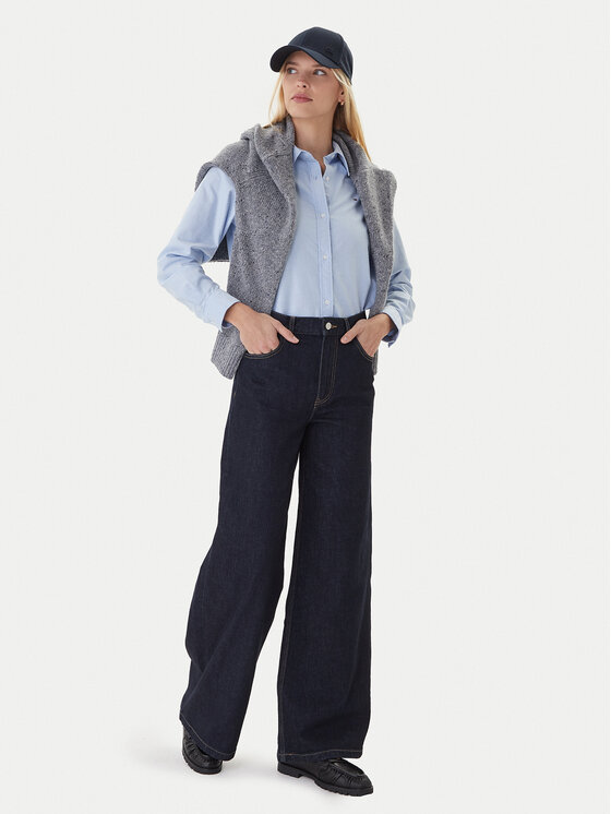 Tommy Hilfiger Tommy Hilfiger Jeans hlače 70's WW0WW48395 Mornarsko modra Wide Leg