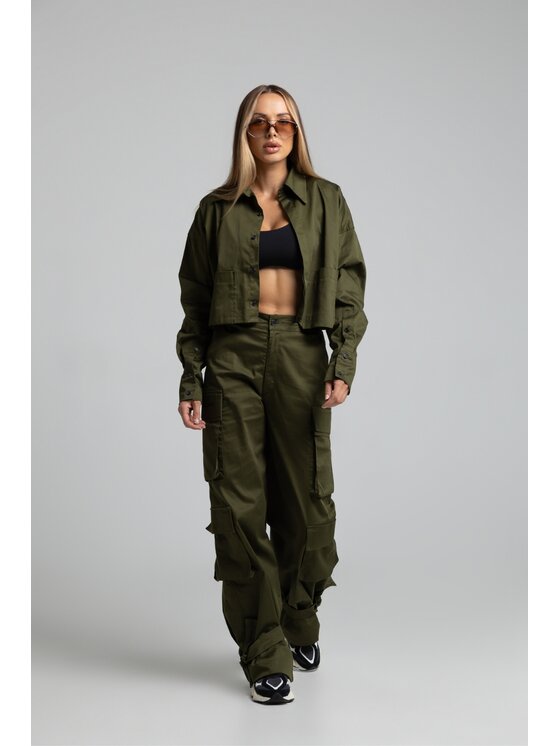 Chiara Wear Chiara Wear Spodnie materiałowe CARGO Khaki Regular Fit