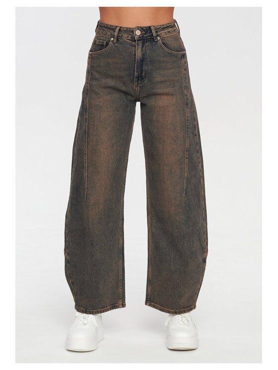Makadamia Makadamia Jeansy C78 Miedziany Baggy Fit