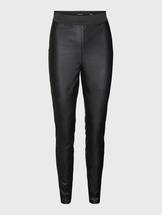 Vero Moda Vero Moda Pantaloni din imitație de piele Storm 10270787 Negru Slim Fit