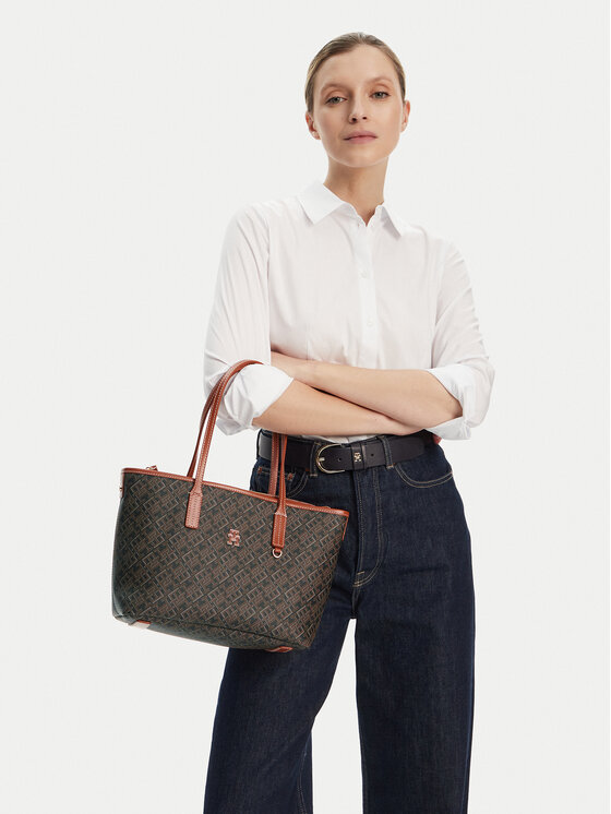 Tommy Hilfiger Tommy Hilfiger Borsetta Th Monoplay Leather Mini Tote AW0AW17415 Nero