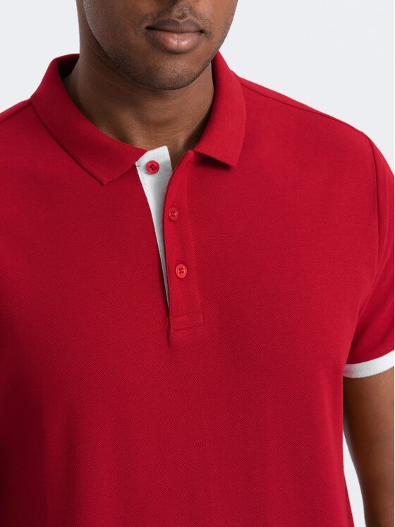 Ombre Ombre Polo OM-POSS-0113 Czerwony Fitting Fit