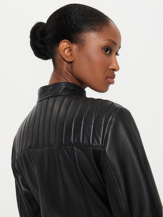 BOSS Boss Geacă de piele 50520779 Negru Regular Fit