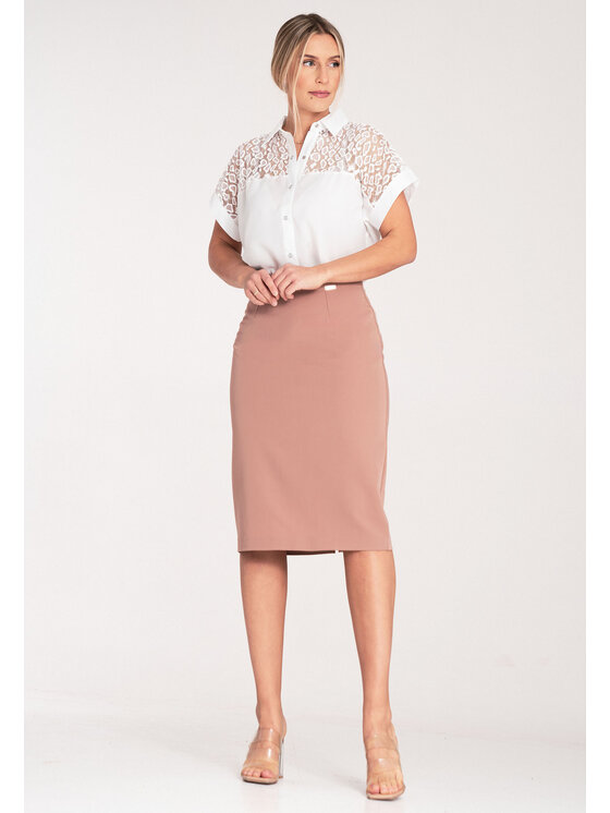 FIGL FIGL Bluzka M1073 Biały Regular Fit