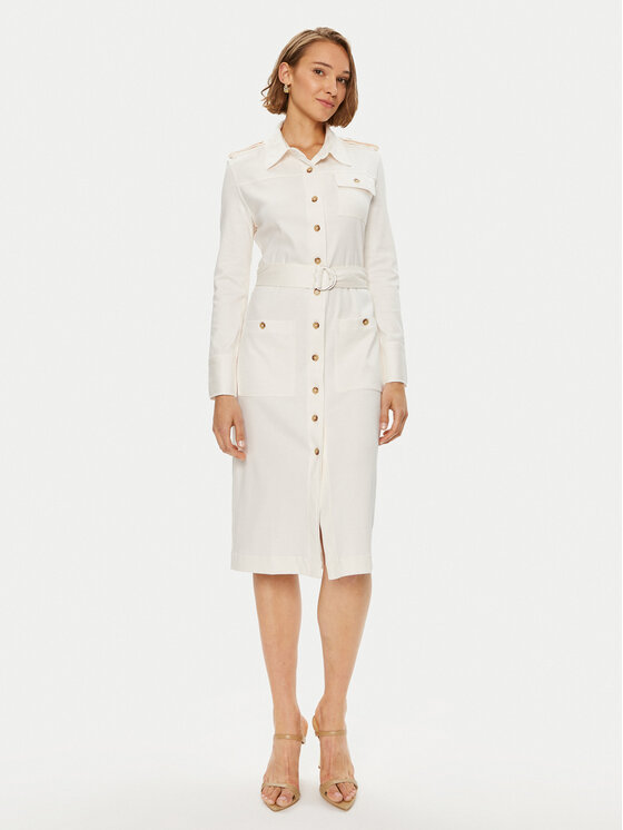 Tommy Hilfiger Tommy Hilfiger Košilové šaty Utility Shirt Dress Ls WW0WW42269 Bílá Regular Fit