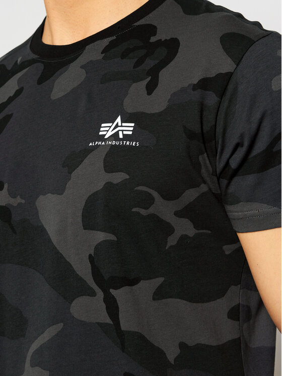 Alpha Industries Alpha Industries T-Shirt Basic T Small Logo Camo 188505C Szary Regular Fit