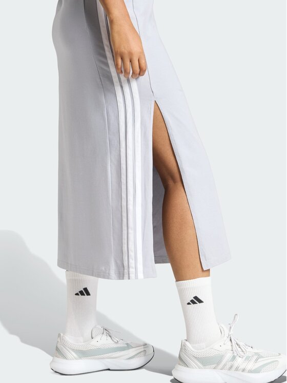 adidas adidas Sukienka codzienna Essentials 3-Stripes Long Racerback Szary Regular Fit