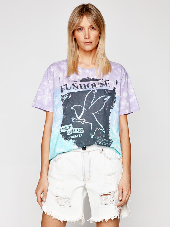 One Teaspoon T-shirt Fun House Boyfriend Tee 23903 Plava Boyfriend Fit