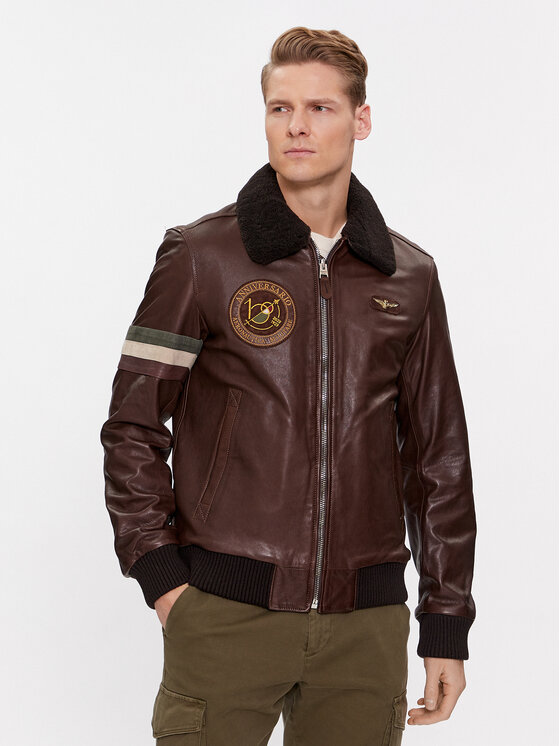 Aeronautica Militare Aeronautica Militare Bőrkabát 232PN933PL147 Barna Regular Fit