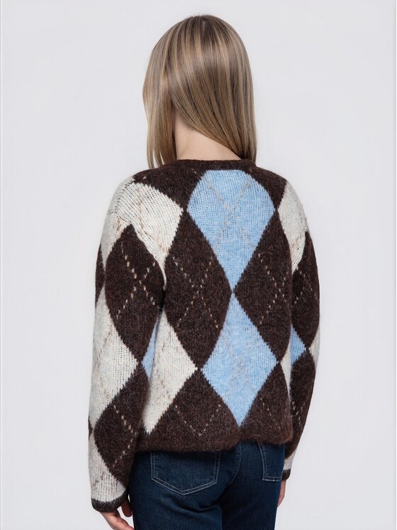 Ombre Ombre Sweter OW-SW-E0072 Brązowy Relaxed Fit