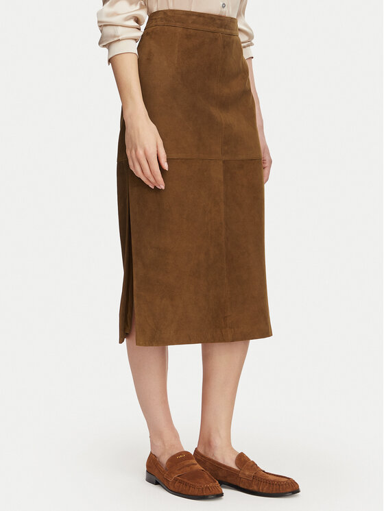 Marella Kožna suknja Marmo 2623406021 Smeđa Regular Fit