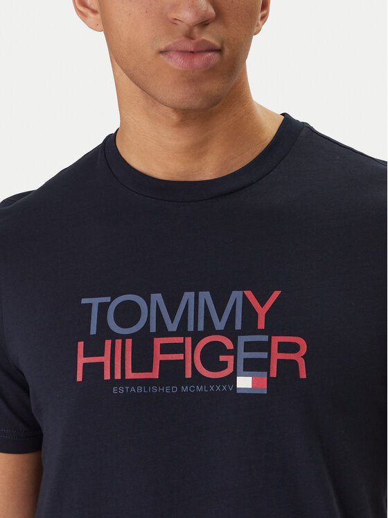 Tommy Hilfiger Tommy Hilfiger Тишърт Brand Love Big Text MW0MW42369 Тъмносин Regular Fit