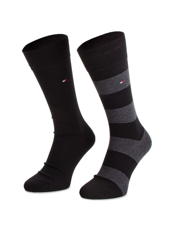 Tommy Hilfiger Tommy Hilfiger Set od 2 para unisex visokih čarapa 342021001 Crna