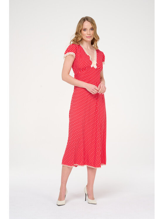 Castellani Castellani Sukienka codzienna Polka Czerwony Regular Fit