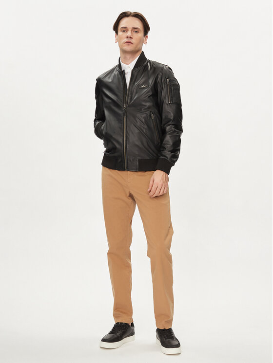 Aeronautica Militare Aeronautica Militare Bőrkabát 241PN5023PL214 Fekete Regular Fit