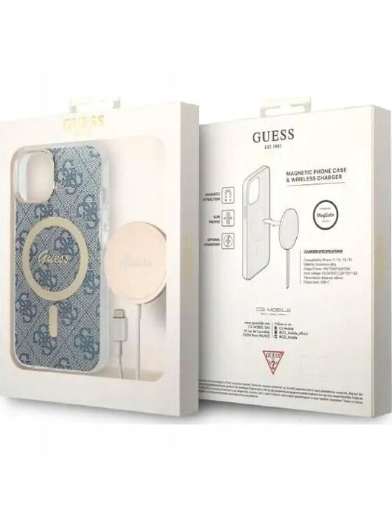 Guess Guess Etui na telefon 4G Metal Gold Logo Niebieski