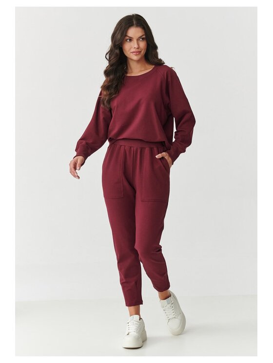 Makadamia Makadamia Dres M888 Bordowy Relaxed Fit