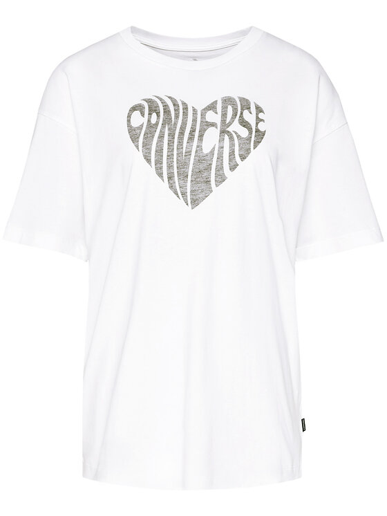 Converse Converse T-shirt Heart Reverse Print Tee 10018940 Bianco Relaxed Fit