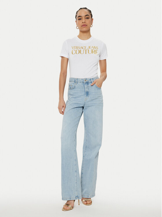 Versace Jeans Couture Versace Jeans Couture Tricou 78HAHT01 Alb Regular Fit