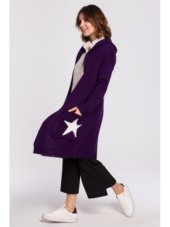 BeWear BeWear Kardigan bk063 Fioletowy Baggy Fit