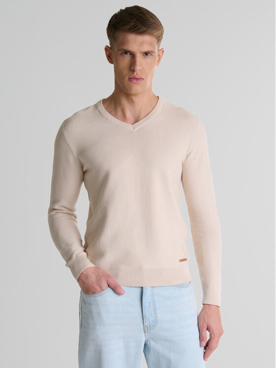 BIG STAR BIG STAR Sweter VASONITEX Beżowy Basic Fit