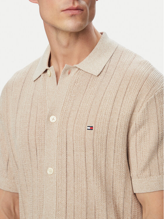 Tommy Hilfiger Tommy Hilfiger Риза Pointelle MW0MW43249 Бежов Regular Fit