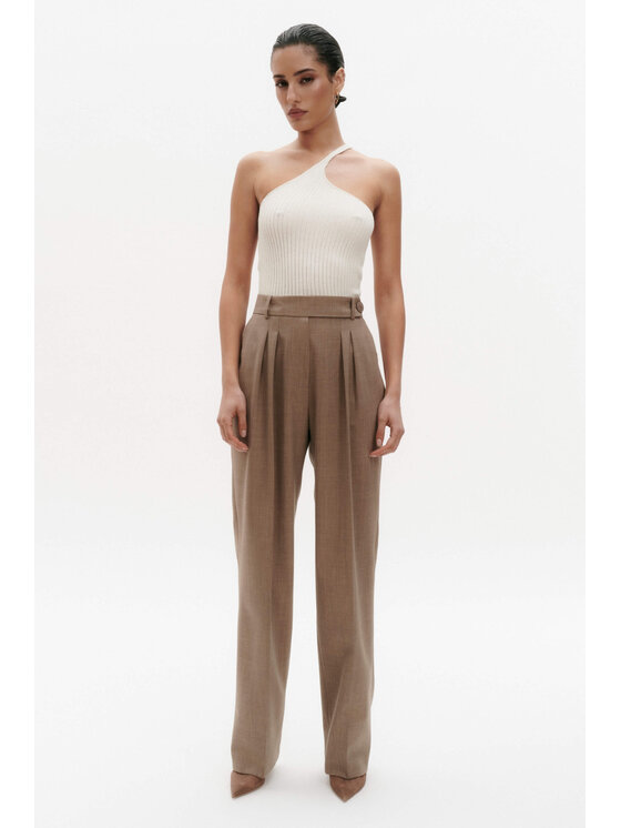 BENU BENU Spodnie materiałowe Karmelowe Beżowy Modern Slim Fit