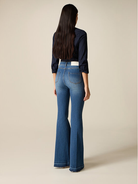 Oltre Oltre Jeansy P463R008897N024 Niebieski Flare Fit