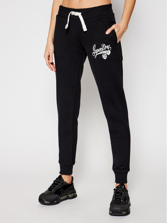 Superdry Spodnji del trenirke Collegiate Scripted W7010437A Črna Slim Fit
