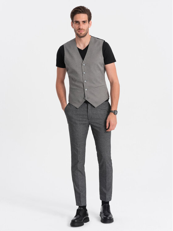 Ombre Ombre Kamizelka OM-BLZV-0111 Szary Fitting Fit