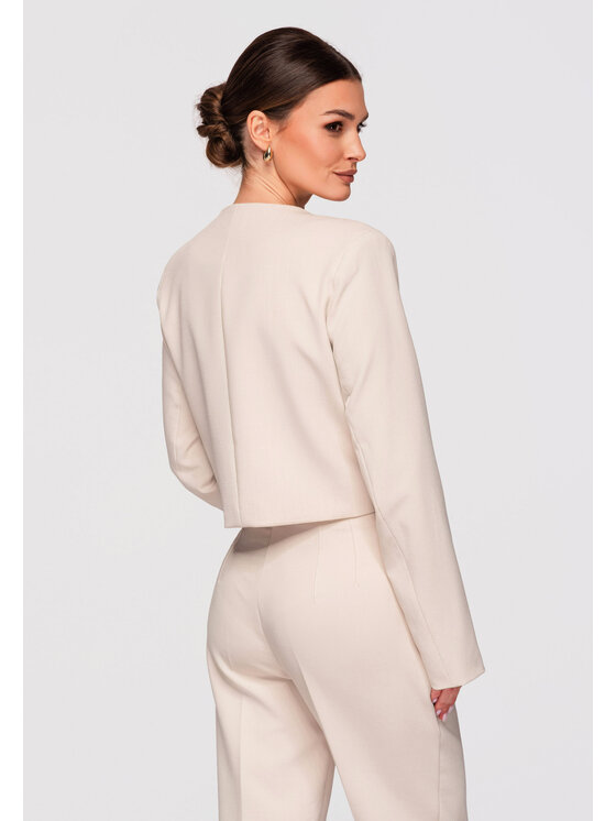 Ombre Ombre Marynarka OW-BLZB-0104 Beżowy Slim Fit