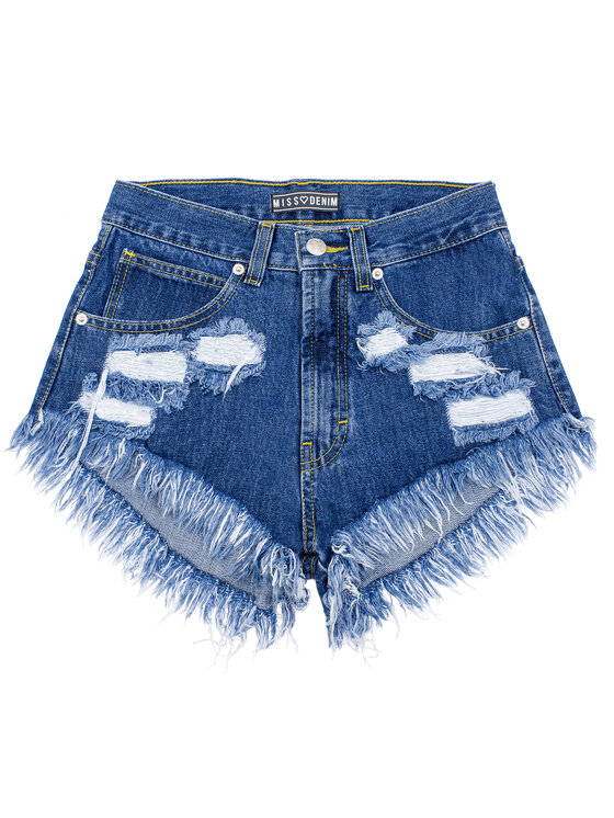 MissDenim MissDenim Szorty jeansowe High Waist Granatowy Regular Fit