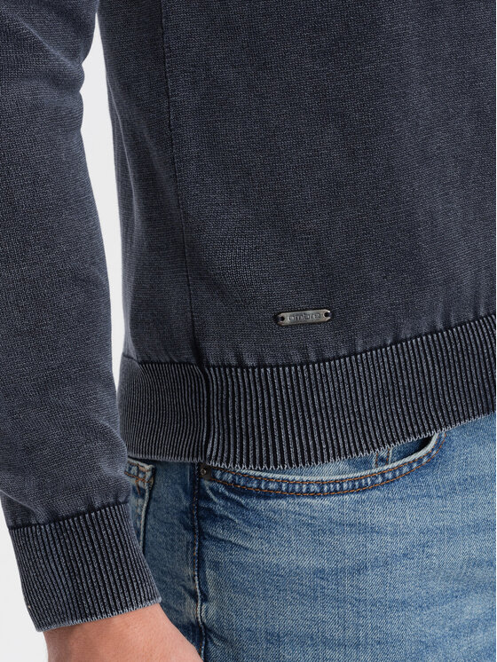 Ombre Ombre Sweter OM-SWOS-0108 Granatowy Fitting Fit