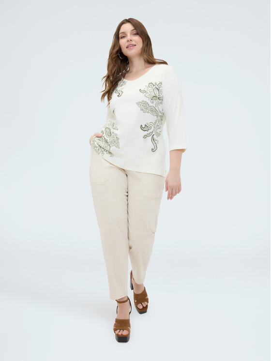Fiorella Rubino Fiorella Rubino Bluzka G0BVL009218N002 Kremowy A-Line Fit