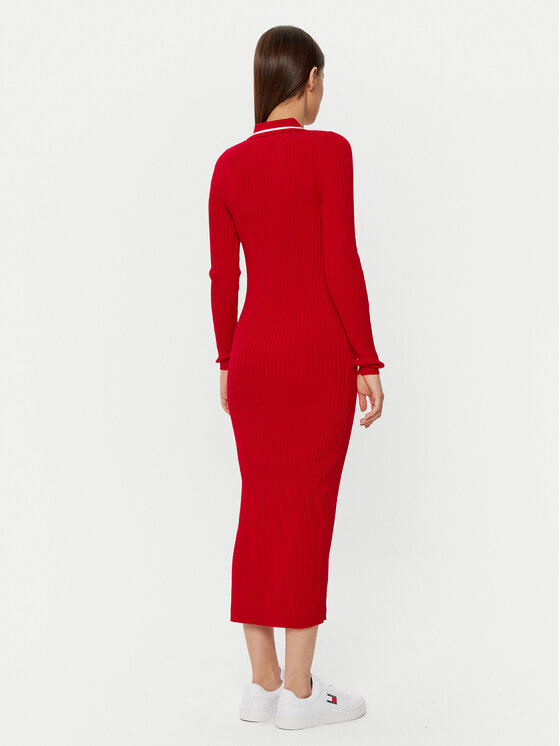 Tommy Jeans Tommy Jeans Rochie tricotată DW0DW19476 Roșu Slim Fit