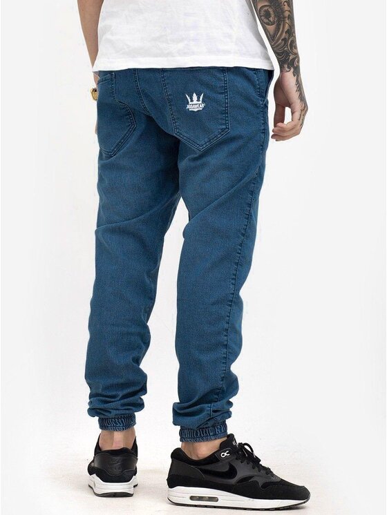 Jigga Wear Jigga Wear Spodnie materiałowe Spodnie Jeansowe Jogger Ze Ściągaczem Męskie Niebieskie Jigga Wear Crown 2XL Niebieski Regular Fit