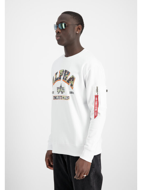 Alpha Industries Alpha Industries Bluza College Camo Sweatshirt Biały Regular Fit