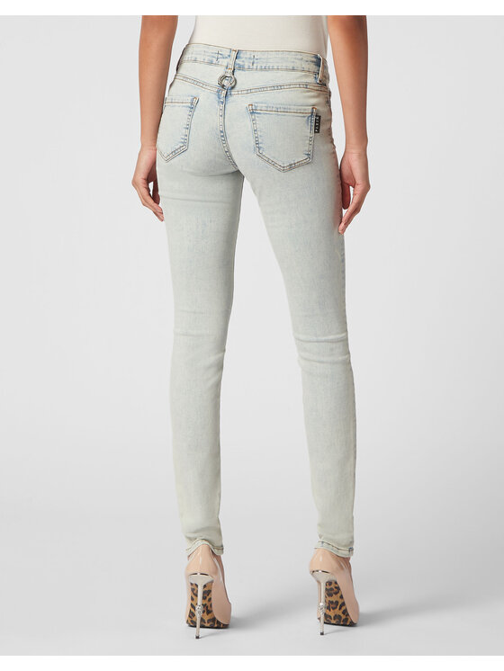 PHILIPP PLEIN PHILIPP PLEIN Jegginsy 5667 Niebieski jasny Jegging Fit