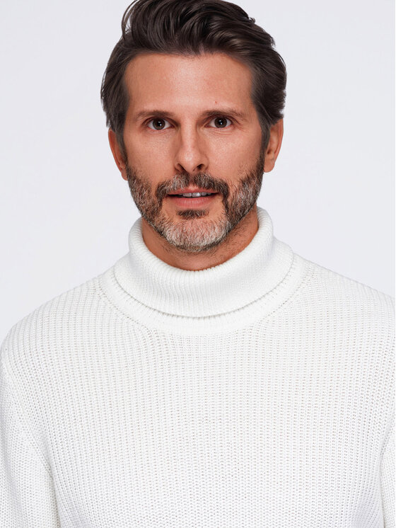 Ombre Ombre Sweter OM-SWTN-0189 Biały Regular Fit