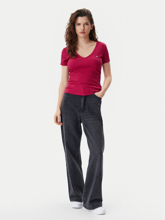 Tommy Jeans Tommy Jeans Marškinėliai Essential DW0DW17385 Rožinė Slim Fit