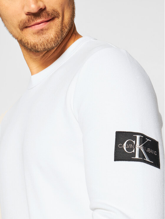 Calvin Klein Jeans Felpa J30J315607 Bianco Regular Fit • Modivo.it