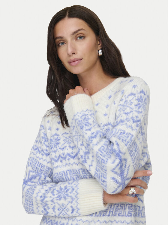 ONLY ONLY Пуловер Xmas Nordic 15354824 Светлосиньо Regular Fit