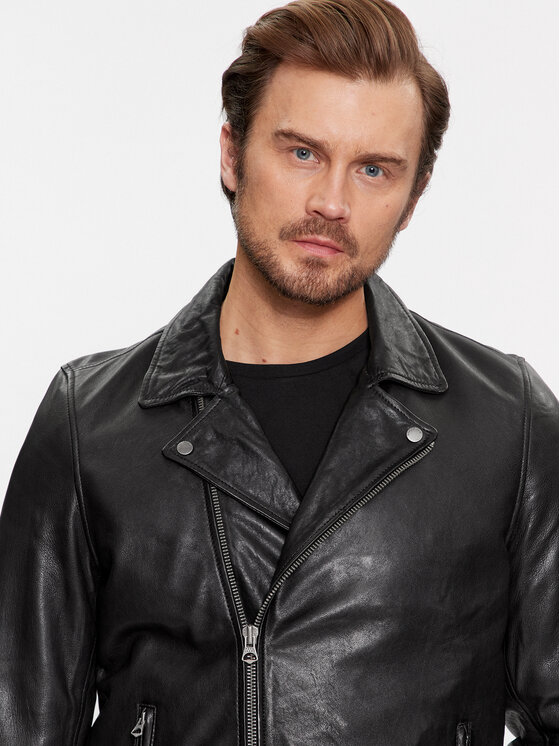 Pepe Jeans Pepe Jeans Μπουφάν δερμάτινο Valen PM402881 Μαύρο Regular Fit