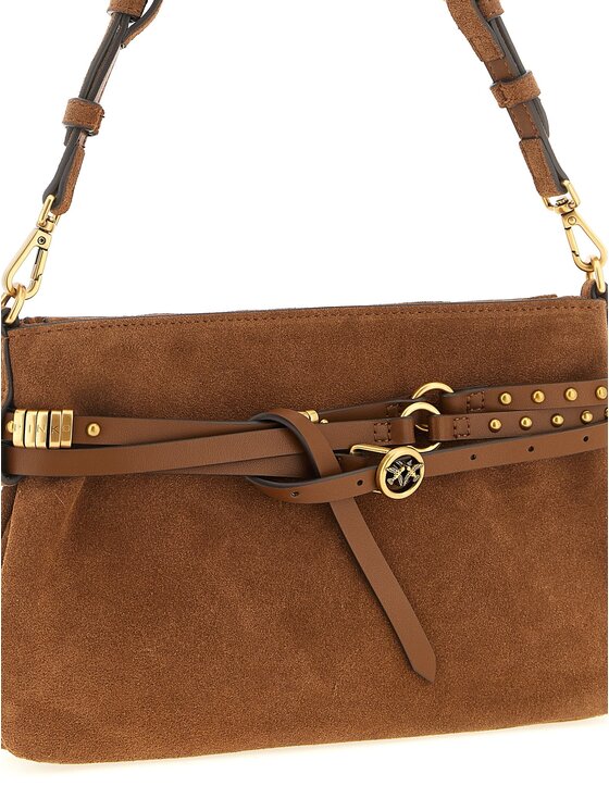 PINKO PINKO Torebka Brown Lamb Leather Shoulder Bordowy